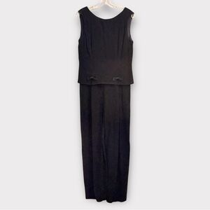 Carol Little black crepe sleeveless jumpsuit w/bows